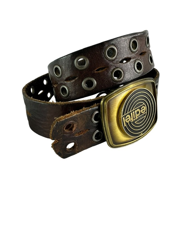 Genuine Vintage EDITEL Brown Leather Large Eyelet Belt Unisex Raintree 1979 main image 11